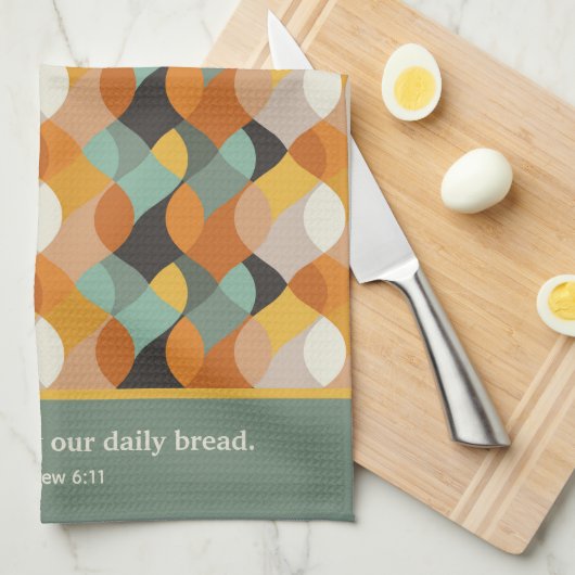 Matthey 7:11 Geben Sie uns heute Retro Ovals Geschirrtuch (Viertel Falte)