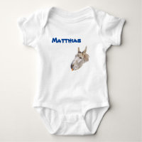 Matthias Name mit einem Esel, Baby Bodysuit