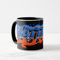 Matthias Vorname Name Graffiti blue orange Tasse