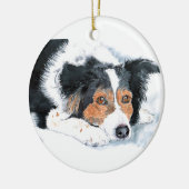 Mattie die Border-Collie Keramikornament (Links)