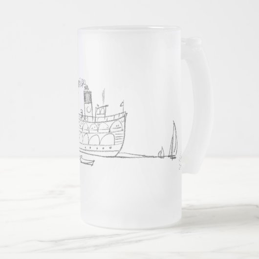 Mattiert 16 oz. Tasse, Block Island Seaside Dock Mattglas Bierglas (VorderseiteRechts)
