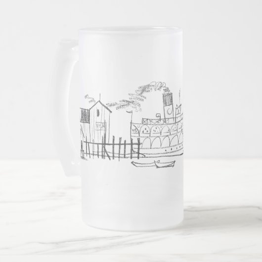 Mattiert 16 oz. Tasse, Block Island Seaside Dock Mattglas Bierglas (Vorderseite Links)