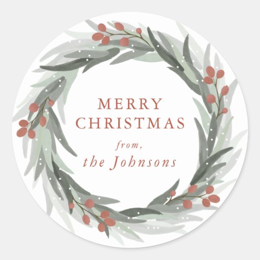 Mattiert Berries Weihnachtsaufkleber Runder Aufkleber (Vorderseite)