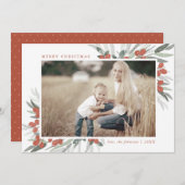 Mattiert Berries Weihnachtsfotokarte Einladung (Vorne/Hinten)