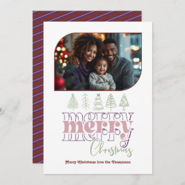 Mattiert Berry Modern Retro Doodle Foto Feiertagskarte