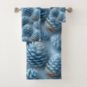 Mattiert-Blaue Pinecones Badhandtuch Set (Insitu)