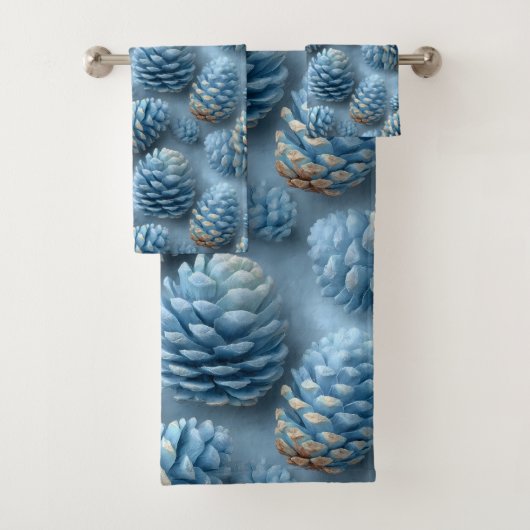 Mattiert-Blaue Pinecones Badhandtuch Set (Insitu)