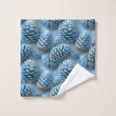 Mattiert-Blaue Pinecones Badhandtuch Set (Waschlappen)