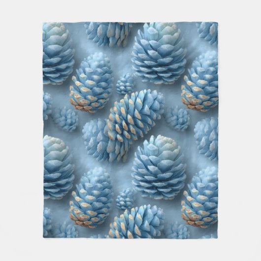 Mattiert-Blaue Pinecones Fleecedecke (Vorderseite)