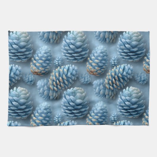 Mattiert-Blaue Pinecones Geschirrtuch (Horizontal)