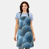 Mattiert-Blaue Pinecones Schürze (Getragen)