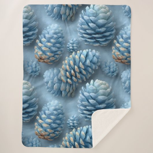 Mattiert-Blaue Pinecones Sherpadecke (Vorderseite)