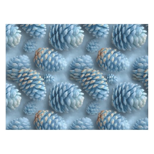 Mattiert-Blaue Pinecones Tischdecke (Vorderseite (Horizontal))