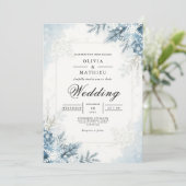 Mattiert Bloom Winter Wedding Einladung (Stehend Vorderseite)
