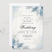 Mattiert Bloom Winter Wedding Einladung (Vorne/Hinten)