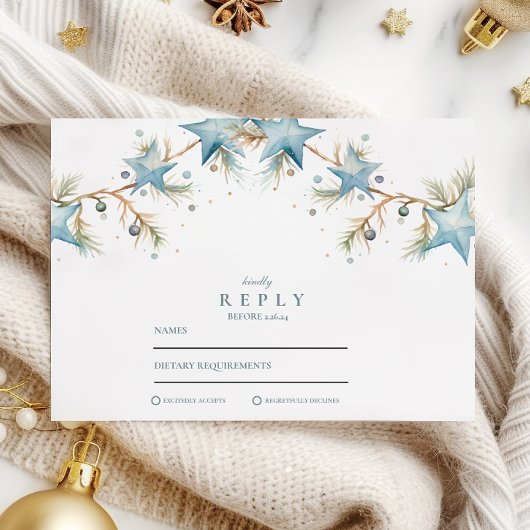 Mattiert Blue Star Hochzeit RSVP Karte