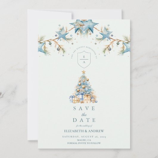 Mattiert Blue Star Hochzeit Save The Date (Vorderseite)