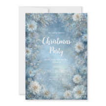 Mattiert Blue Winter Floral Weihnachten Einladung