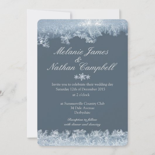 Mattiert Blue Winter Wedding Custom Einladung (Vorderseite)