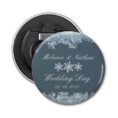 Mattiert Blue Winter Wedding Custom Flaschenöffner (Vorderseite)