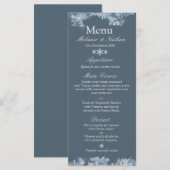 Mattiert Blue Winter Wedding Custom Menükarte (Vorne/Hinten)