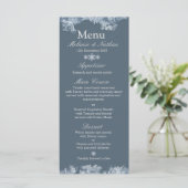Mattiert Blue Winter Wedding Custom Menükarte (Stehend Vorderseite)