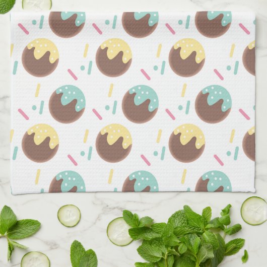 Mattiert Cake Pop Doughnut Sprinkles Sweet Feinsch Geschirrtuch (Gefaltet)