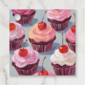 Mattiert Cherry Cupcakes | Geburtstagsfeier Geschenkanhänger (Vorderseite)