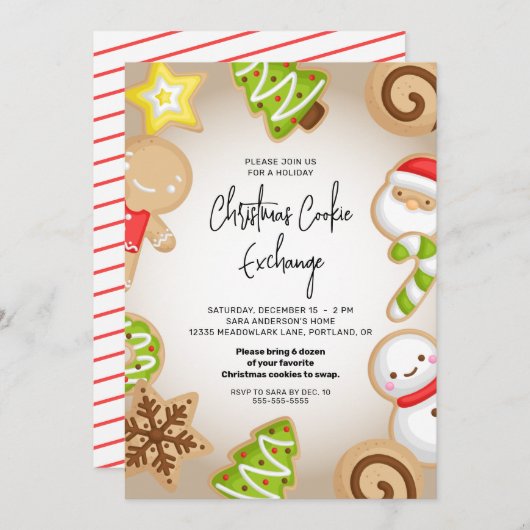 Mattiert Cookie Exchange Weihnachtsfeiertag Party Einladung (Vorne/Hinten)