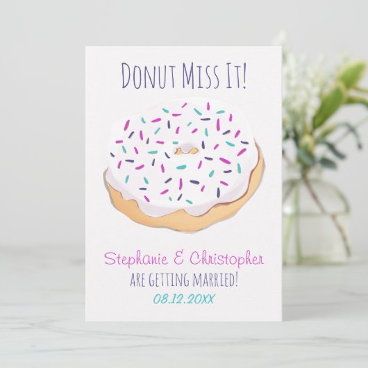 Mattiert Donut Miss It Hochzeit Save The Date (Stehend Vorderseite)