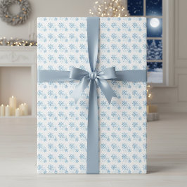 Mattiert Flurries Blue Snowflake Wrapping Paper Geschenkpapier