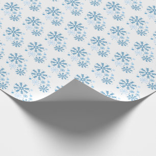 Mattiert Flurries Blue Snowflake Wrapping Paper Geschenkpapier