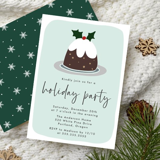 Mattiert Fruitcake Holly Mint & Green Holiday Part Einladung