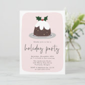 Mattiert Fruitcake Holly Pink & Red Holiday Party Einladung (Stehend Vorderseite)