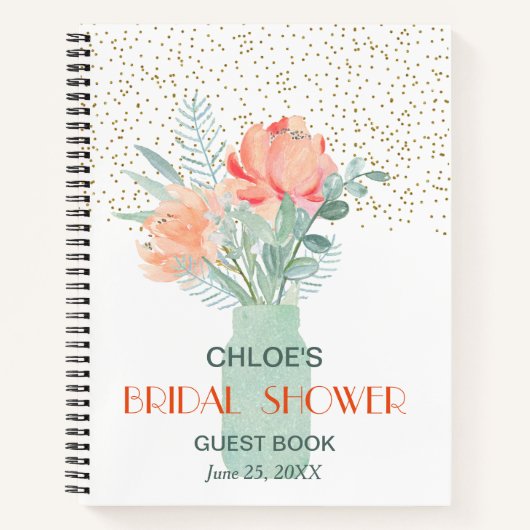 Mattiert Glass Mason Jar Brautparty Gästebuch Notizblock (Vorderseite)