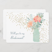 Mattiert Glass Mason Jar Floral Bridesmaid Einladu Einladung (Vorne/Hinten)