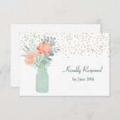 Mattiert Glass Mason Jar Wedding RSVP (Vorne/Hinten)