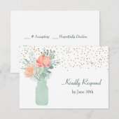 Mattiert Glass Mason Jar Wedding RSVP Karte (Vorne/Hinten)