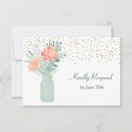 Mattiert Glass Mason Jar Wedding RSVP Karte