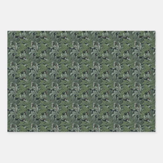 Mattiert-Grüne Twigs Geschenkpapier Set (Vorderseite)