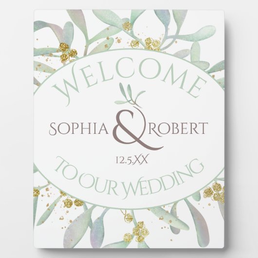 Mattiert Mistletoe Winter Wedding Fotoplatte (Vorderseite)