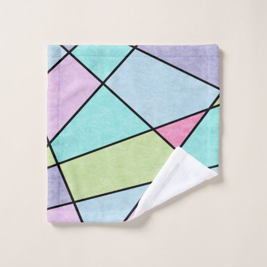 Mattiert pastellfarbener Abstrakter geometrischer Badhandtuch Set (Waschlappen)