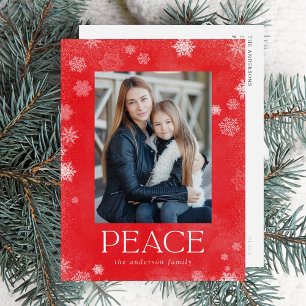 Mattiert Peace Red Watercolor Foto Feiertagspostkarte