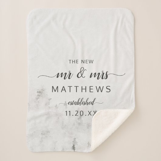 Mattiert Pines Rustic The New Mr & Mrs Newlyweds Sherpadecke (Vorderseite)