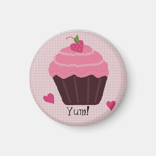 Mattiert Pink Cupcake Magnet (Vorne)