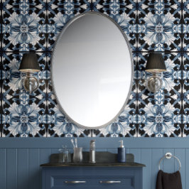 Mattiert Regal Blauer Schwarz Traditionelles Schwa Tapete