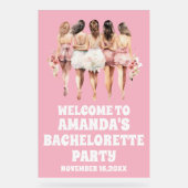 Mattiert-rosa Akrylbachelorette Begrüßungszeichen Acrylschild (Vorderseite)