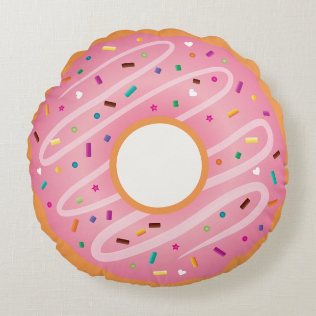 Mattiert rosa und schokoladenfarbene Doughnut mit  Rundes Kissen (Vorderseite)