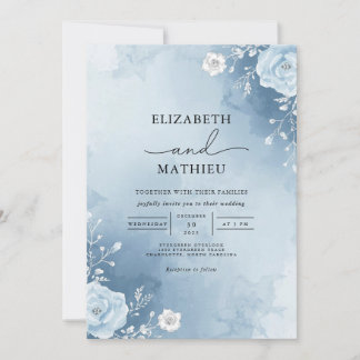 Mattiert Sky Floral Wedding Einladung
