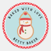 Mattiert Snowman Cookie | gebacken mit Liebe Class Runder Aufkleber (Vorderseite)